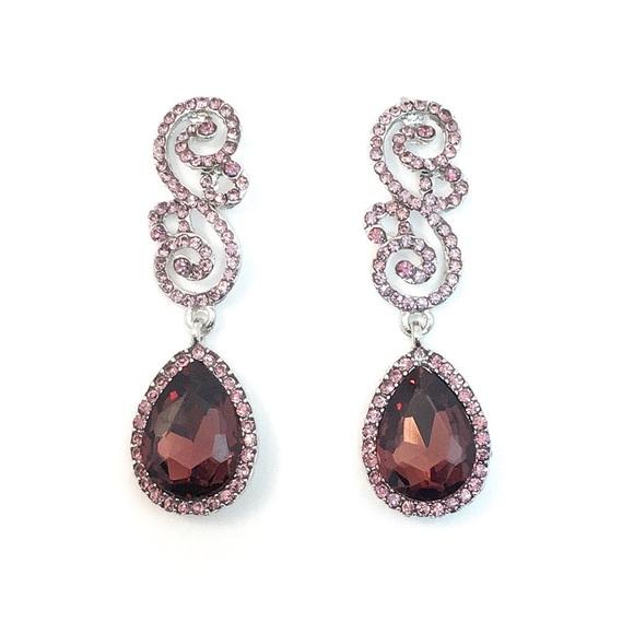 Jewelry - Burgundy Crystal  Rhinestone Occasion Earrings